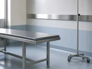 Clinical procedure room out of service for a terminal clean, every surface bare