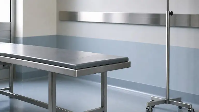 Clinical procedure room out of service for a terminal clean, every surface bare