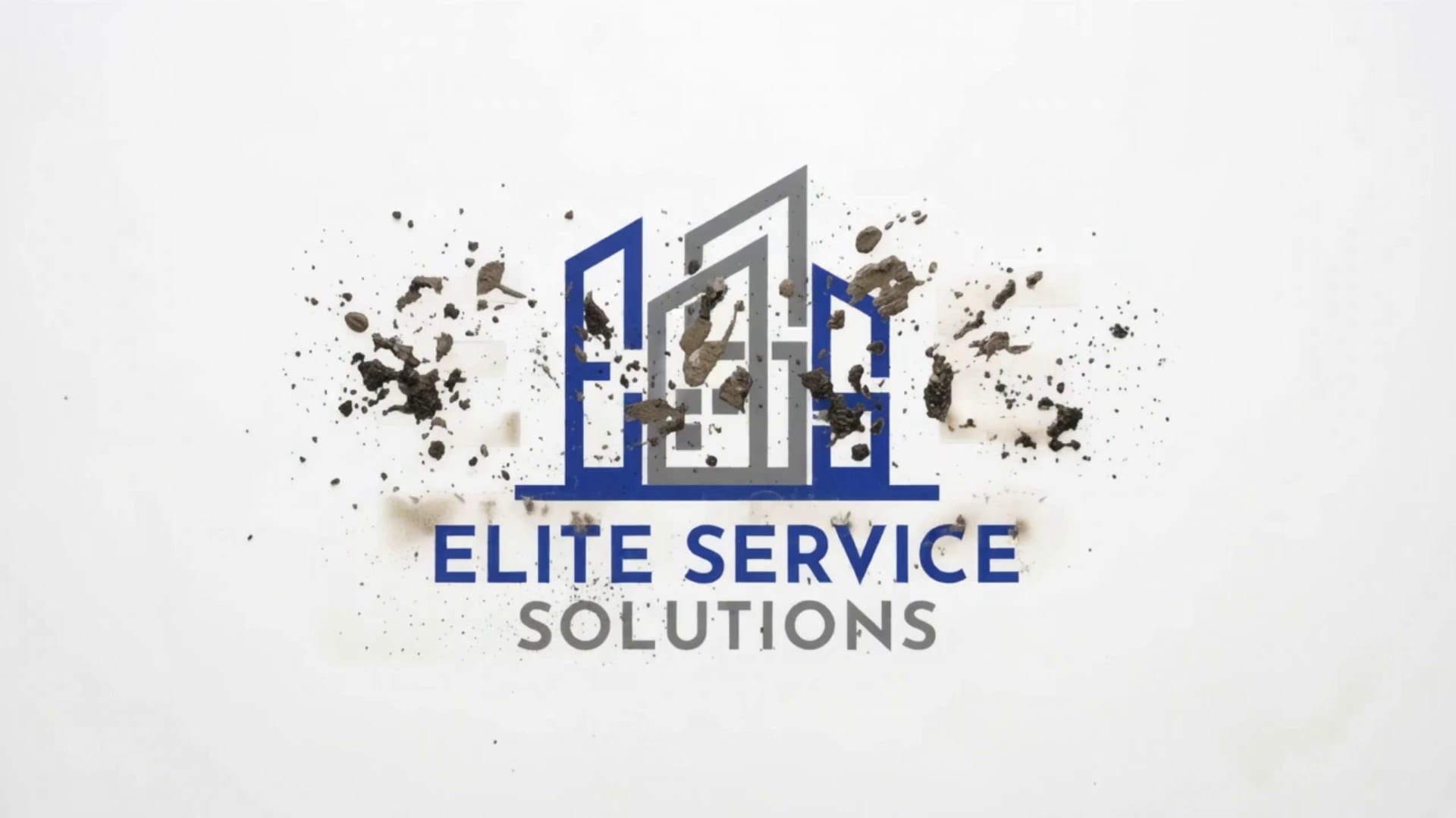 Elite Service Solutions logo spattered with dirt, then machine-buffed, washed and squeegeed until it is spotless